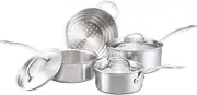 Essteele Per Amore 4-Piece Clad Stainless Steel Cookware Set, Induction, Dishwasher Safe, Includes Steamer Pot, Pots & Pans Set, Brushed Finish