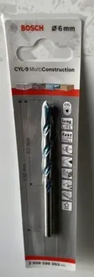 Bosch multi construction drill bits 6mm x 100mm x60mm drill depth