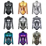 全新 ROBOT ARMOR ZENTAI 3D 數碼印花女式長袖拉鍊緊身衣褲萬聖節派對角色扮演服裝