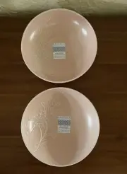 Mixcer SA Portugal 8 5/8" Pink Leaf Etched Set of TWO Pasta Bowls New With Tags