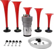 FARBIN Musical Air Horns Plays Dixieland Melody Music Horn Dixie Air Horn Multi-frequency Sound Five Trumpet Dixie Truck Horn with Compressor for Any Vehicle (DIXLAND Musical Horns)