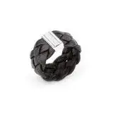 在飛比找遠傳friDay購物優惠-brosway Soho 黑色皮革編織戒指-尺寸F