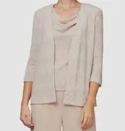 $145 Alex Evenings Women's Beige 2-PC. Embellished Jacket and Top Petite Size MP
