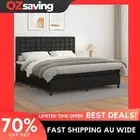 Box Spring Bed Faux Leather Mattress Queen Size Black 153x203 cm 5088