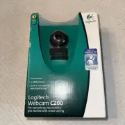 Logitech C200 Webcam USB Built-in Microphone w/RightSound Black NEW & SEALED