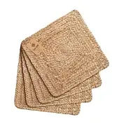 Jute Braided Placemats Set of 4 Reversible, 100% Jute, 14 x 14 inch Square