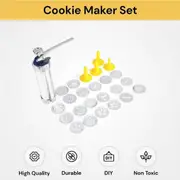 Cookie Biscuit Maker Press Set Cake Decoration DIY Baking Tools with 20 Cookie Discs 4 Icing Tips for Home Kitchen