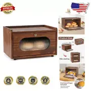Farmhouse Style Bread Box with Ventilation for Longer Freshness - 14.5 in Brown