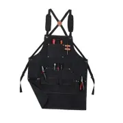 Work Aprons for Men with Large Pockets, Canvas Cross Back Heavy Duty Black
