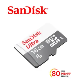 SanDisk Ultra microSD UHS-I 16GB 記憶卡白 80MB/s 蝦皮直送
