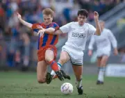 Geoff Thomas of Crystal Palace Paul Rideout of Southampton challen- Old Photo