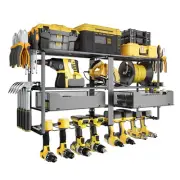Power Tool Organizer Wall Mount, 8 Drill Holder with 2 Drawers, 4 Layer Power...