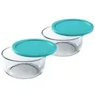 Pyrex 7200 2-Cup Glass Storage Bowl w/ 7200-PC 2-Cup Turquoise Lid Cover