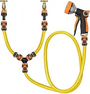 13pc Outdoor Dog Shower Hose for Outside Tap - 2 in 1 Hot and Cold Tap Connector, Garden Hose Pipe and Garden Sprayer for Muddy Dog Washer - Outdoor Pet Bath Tub Accessories for After Walk Pet Wash