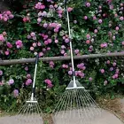 New Adjustable Garden Leaf Rake Alloy Telescopic Hoe Grass Tool Multi Toothed AC