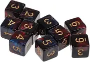 Qianly 10pcs 6 Sided Dice D6 Polyhedral Dice for Dungeons and Dragons Table Games, Blue Red