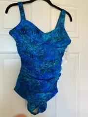 Miraclesuit Women's Blue Bella One Piece Bathing Suit Size 10