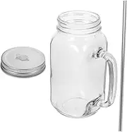PRETYZOOM 1Set Reusable Glass Juice Cup with Lid and Straw Multi Function Transparent for Milk Tea Smoothies and Beverages Practical Design for Everyday Use