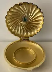 PARTYLITE Travel Gold Tone Clam Shell Tea Light Votive Candle Holder w/Pouch