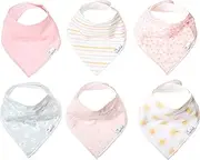 Copper Pearl Baby Bandana Bibs - 6 Pack Soft Cotton Bibs for Drooling & Teething, Absorbent, Adjustable Fit, Many Styles