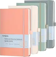 Comix Lined Journal Notebooks, 4 Pack, 176 Pages, 5.5 x 8.3, 100gsm Thick Paper, A5 Hardcover Notebooks with Pen Loop and Inner Pocket, for School Business Office College
