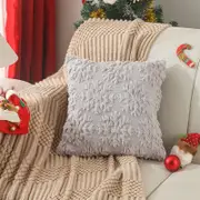 45*45cm Grey Snowflake Decorative Throw Cushion Cover Pillow Cover Pillow Case for Sofa Couch Bed Chair Living Room Bedroom