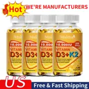 1/2/4Bottles Vitamin D3 10000 IU With K2 Capsules,Support Immune & Bone