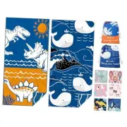 2 Pack Microfiber Kids Beach Towel, Quick Dry Dinosaur Adventure& Whale Rhythm