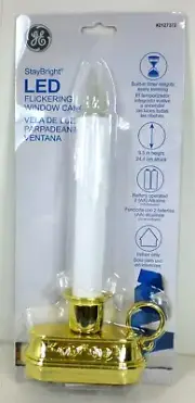 GE Holiday Window Decoration, LED Battery Candle, Flickering Bulb & Timer NEW