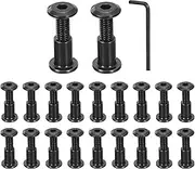 uxcell 20Sets M6x20mm Hex Drive Socket Cap Bolt and M6x12mm Nuts with Hex Wrench, Furniture Connector Bolts and Screws for Furniture Countersunk Belt, Black