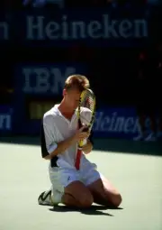 Petr Korda Czech Republic savours victory in the men's singles fin- Old Photo
