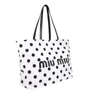 【MIU MIU】大型帆布LOGO托特包(白色)