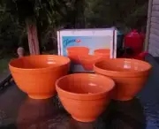 3 pc TANGERINE ORANGE baking NESTING mixing BOWL SET FIESTA 1st