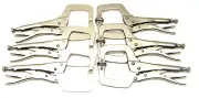 6 pcs 11" Locking C Clamp Pliers 3 with Regular Tip and 3 with Swivel Pad