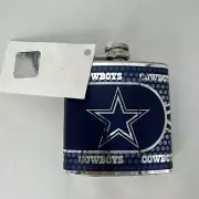 Dallas Cowboys Star Logo NFL Blue Silver Cocktail 6 Oz NFL Flask (NEW) READ