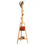 Coat Rack Hat Clothes Stand Hanger Garment 5 Hooks Tree Rail Wooden Organizer