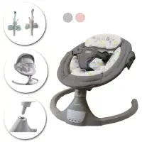 在飛比找momo購物網優惠-【Mibobebe】一鍵安裝LED多功能電動嬰兒搖椅-2色(