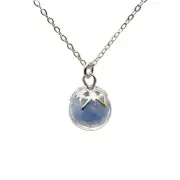 Blue Stone Glow in the Dark 0.4 inch Glass Ball Pendant 925 Sterling Silver N...