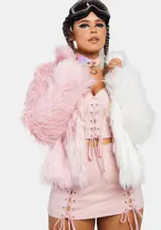[Club Exx] Plus Blush Balancing Act Faux Fur Jacket