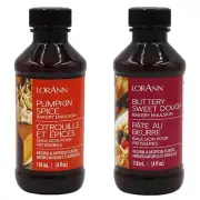LorAnn Bakery Emulsion 2 pack 1-4 oz bottle Pumpkin Spice & Buttery Sweet Dough
