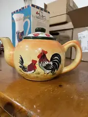 Vintage Teapot Rooster And Hen Country Kitchen