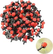 LxcshLjx 100 Pcs Drip Irrigation Emitters, 360 Degree Adjustable Irrigation Drippers Sprinklers, 1/4 Inch Emitters Drip Fittings, Drip Line Emitter for Gardens, Flower Beds, Lawns Watering System