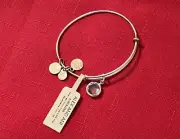 Alex Ani Silver Aquamarine Swarovski March Crystal Charm Bangle Bracelet ✨️
