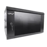 LDR Assembled 6U Hinged Wall Mount Cabinet 600mm x 550mm Glass Door - Black (WB-DS65060NB)