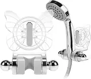 2Pcs Suction Shower Head Holder No Drill Handheld Shower Head Bracket Vacuum Suction Cup Adjustable Butterfly Shape Shower Head Support Wall Mounted 2.5 kg Max for RV Camper