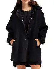 [Belle & Bloom] Heavy Hearted Detachable Hooded Coat in Black