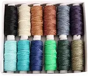 FANDOL Wax Coated Cords Polyester Leather Sewing Thread Wax-Coated Strings for Macrame, DIY Bracelets, Handcraft or Leather Projects (12 Dark Colors)