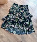 M&S Plus 22 UK Black Chiffon Ruffle Floral Long HiLo Hem Floaty Skirt BNWT