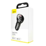 Universal Car Charger Baseus Digital Display Dual USB Cigarette Lighter