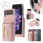 Phone Case For Samsung Galaxy Z Flip 6 Z Flip 5 Z Flip 4 Z Flip 3 Handbag Purse Wallet Case Flip Zipper with Removable Cross Body Strap Solid Colored PU Leathe